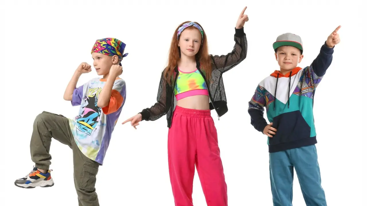 Jazz Funk for children classes with girls, boys, teenagers, and young dancers, three kids dancing