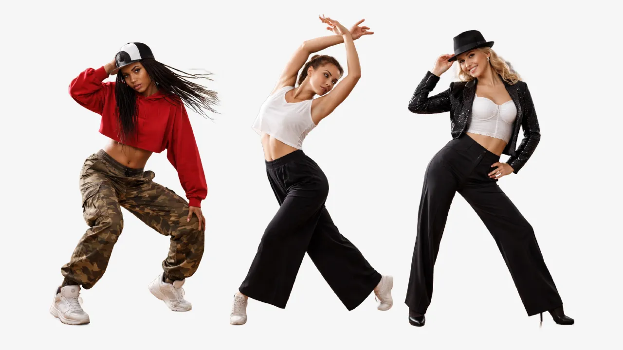 Adult dance in Madrid with three women representing different dance styles